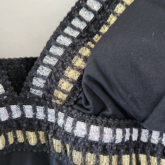 LA BLANCA | Threaded Along Mio One Piece Swimsuit Black LB7BT24 Silver Gold Sz S - Picture 5 of 5